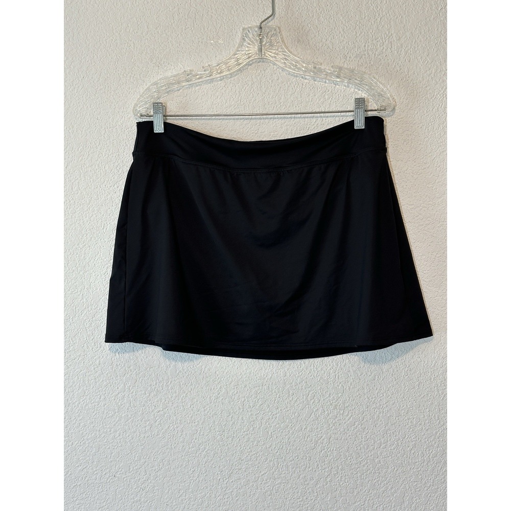 Lands' End Swim Skirt Built in Brief Black Womens Size 14 33 X 15